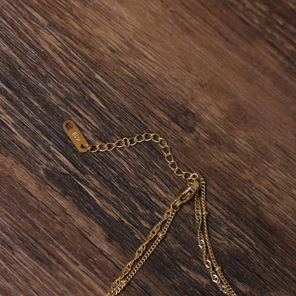 NEW 18K Gold Plated Vintage Diamond Coin Star Double Layer Necklace